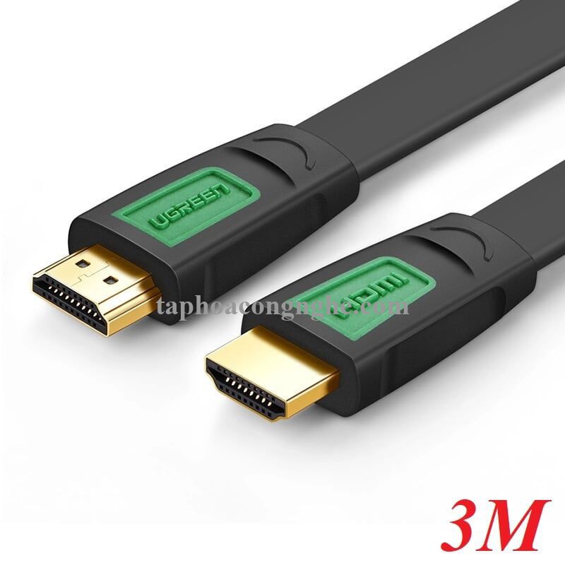 Ugreen 40472 3M màu Đen Cáp tín hiệu HDMI chuẩn 1.4 hỗ trợ phân giải 4K * 2K cáp dẹt HD101 30040472